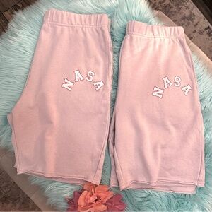 2Pairs Pink NASA Bermuda Length Shorts Bundle Sz LG NEW!